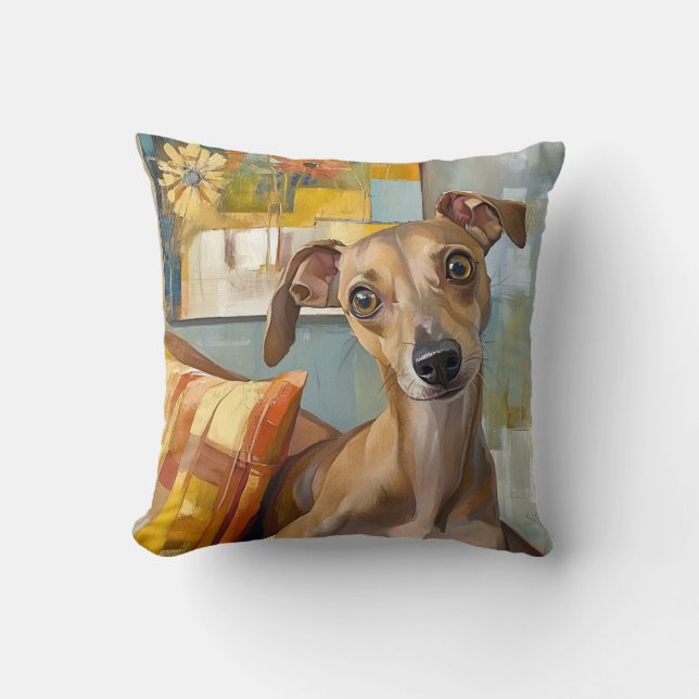 Greyhound on a sofa cushion (Front)