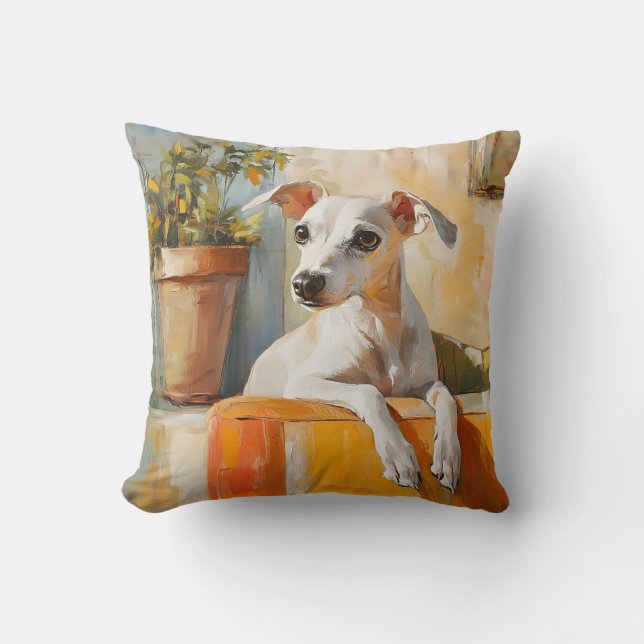 Greyhound on a sofa cushion (Front)