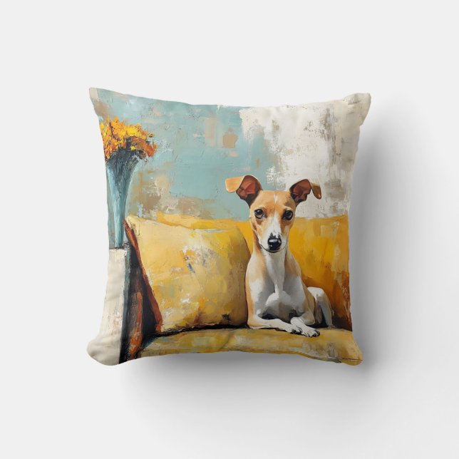 Greyhound on a sofa cushion (Front)
