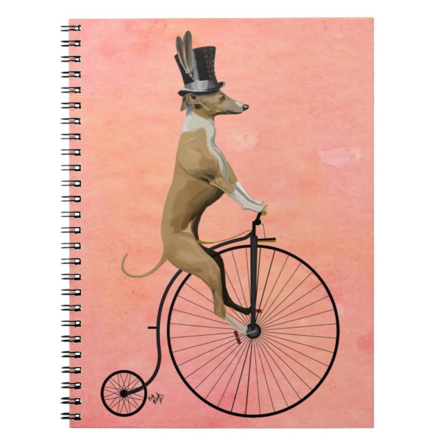 Greyhound on Black Penny Farthing Notebook (Front)