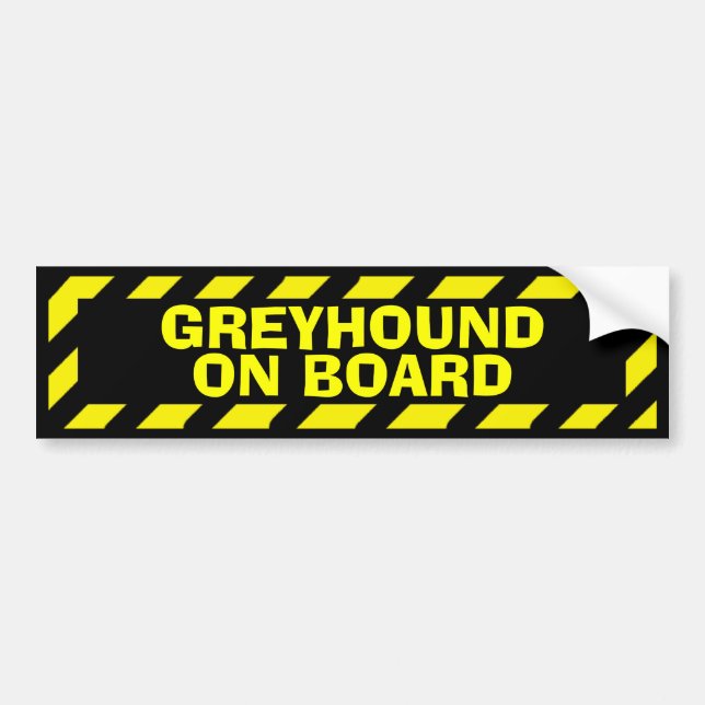 Greyhound on board yellow caution sticker (Front)