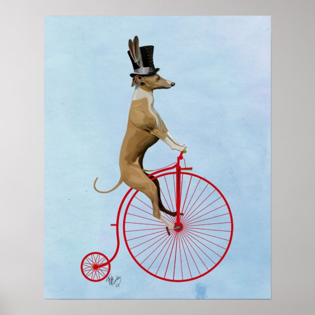Greyhound on Red Penny Farthing Poster (Front)