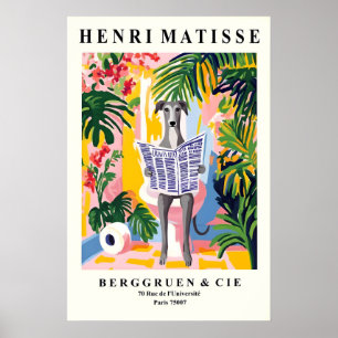Greyhound on Toilet Art - Matisse Style Bathroom Poster