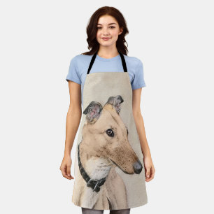 Greyhound Painting - Cute Original Dog Art Apron