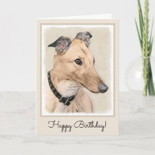 Greyhound Painting - Cute Original Dog Art Card