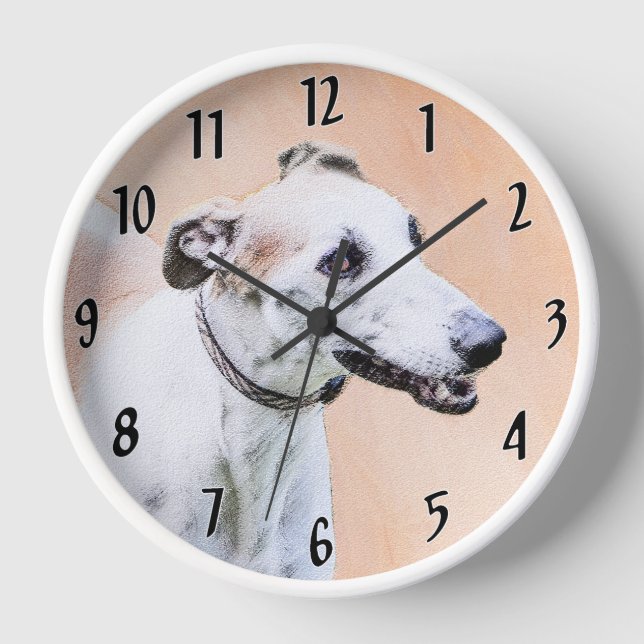 Greyhound Painting - Cute Original Dog Art Clock (Front)
