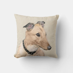 Greyhound Painting - Cute Original Dog Art Cushion