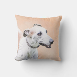 Greyhound Painting - Cute Original Dog Art Cushion