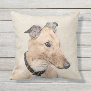 Greyhound Painting - Cute Original Dog Art Cushion