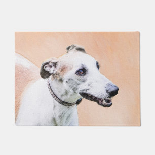 Greyhound Painting - Cute Original Dog Art Doormat