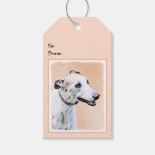 Greyhound Painting - Cute Original Dog Art Gift Tags