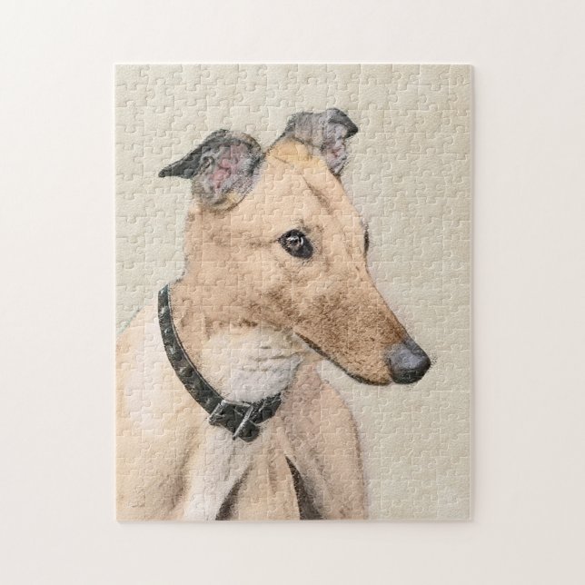 Greyhound Painting - Cute Original Dog Art Jigsaw Puzzle (Vertical)