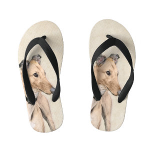 Greyhound Painting - Cute Original Dog Art Kid's Thongs