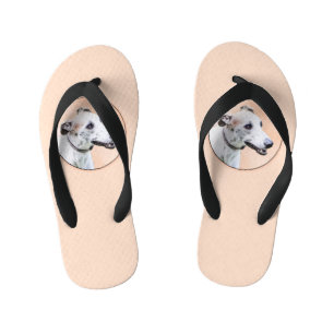 Greyhound Painting - Cute Original Dog Art Kid's Thongs