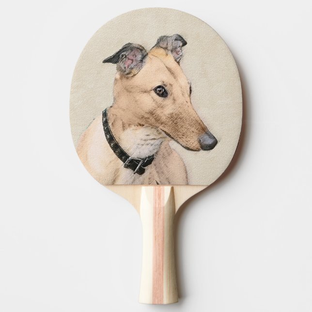 Greyhound Painting - Cute Original Dog Art Ping Pong Paddle (Front)