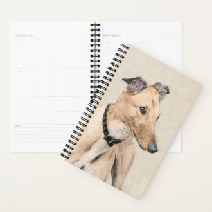 Greyhound Painting - Cute Original Dog Art Planner