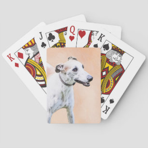Greyhound Painting - Cute Original Dog Art Playing Cards