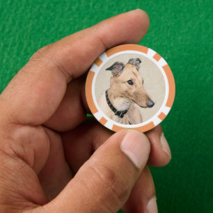 Greyhound Painting - Cute Original Dog Art Poker Chips