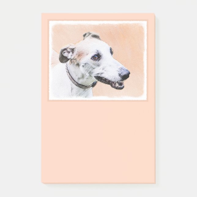 Greyhound Painting - Cute Original Dog Art Post-it Notes (Front)