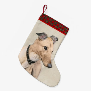 Greyhound Painting - Cute Original Dog Art Small Christmas Stocking