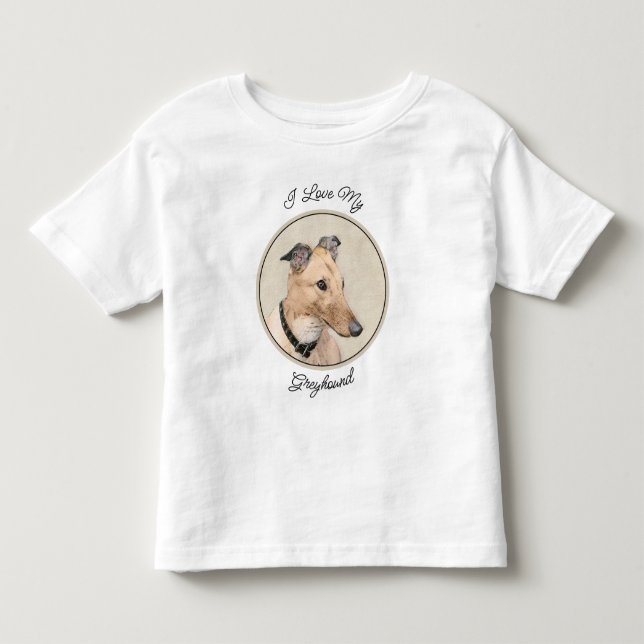 Greyhound Painting - Cute Original Dog Art Toddler T-Shirt (Front)