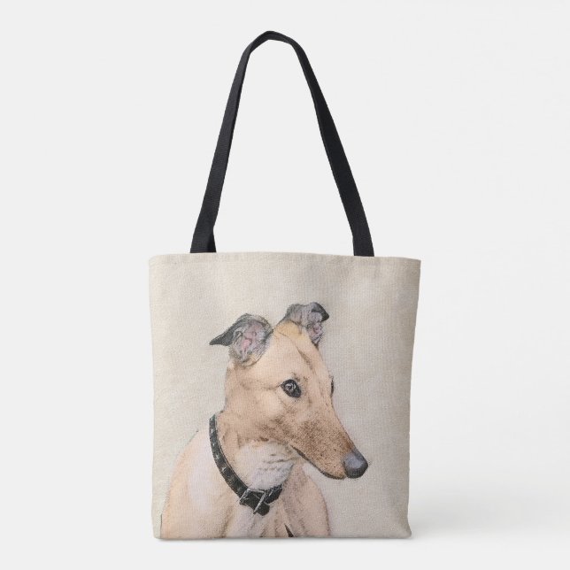 Greyhound Painting - Cute Original Dog Art Tote Bag (Back)