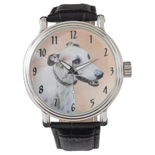Greyhound Painting - Cute Original Dog Art Watch