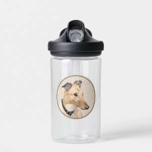 Greyhound Painting - Cute Original Dog Art Water Bottle