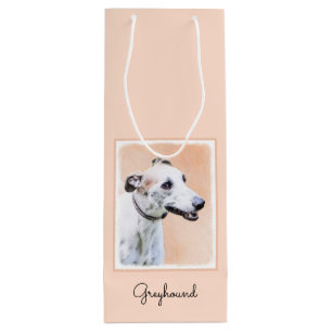 Greyhound Painting - Cute Original Dog Art Wine Gift Bag