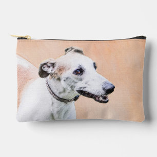 Greyhound Painting Cute Red White Original Dog Art Accessory Pouch