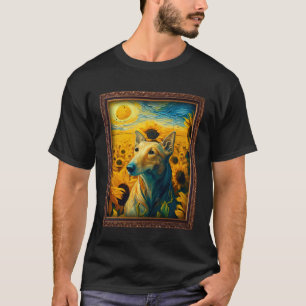 Greyhound Painting Sunflower Flower Mum Women Flor T-Shirt