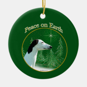 Greyhound Peace Keychain Ceramic Ornament
