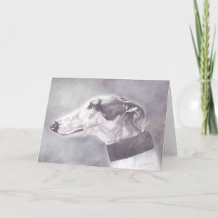Greyhound Pencil Portrait Dog Art Greeting Card