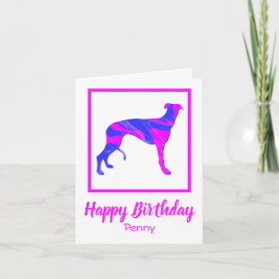 Greyhound Pink Silhouette Dog Funny Card