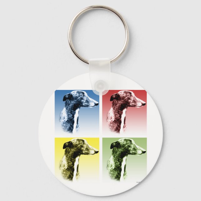 Greyhound Pop Art Key Ring (Front)