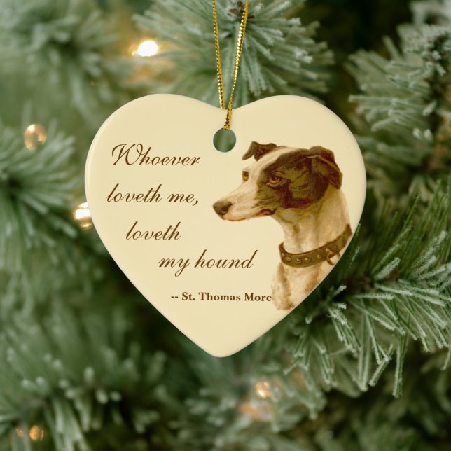 Greyhound Portrait / Famous St. Thomas More Quote Ceramic Ornament (Tree)