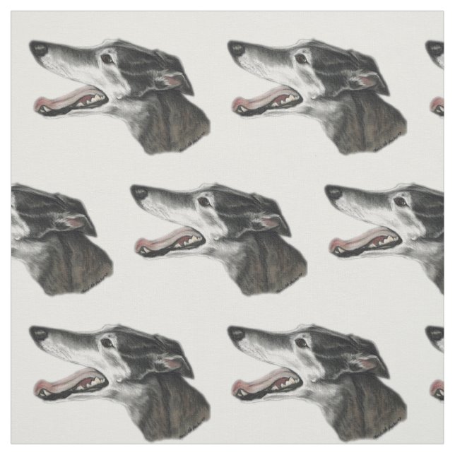 Greyhound Profile Dog Art Fabric (Swatch)