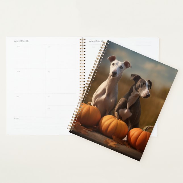 Greyhound Puppy Autumn Delight Pumpkin Planner (Display)