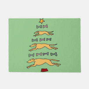 Greyhound Racing Dogs and Bones Christmas Tree Doormat