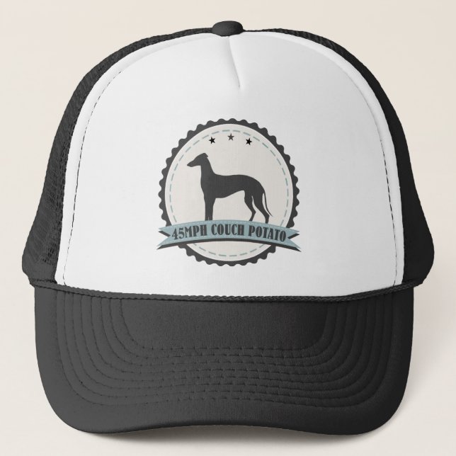 Greyhound Retired Racer 45 mph Lazy Racing Dog Trucker Hat (Front)