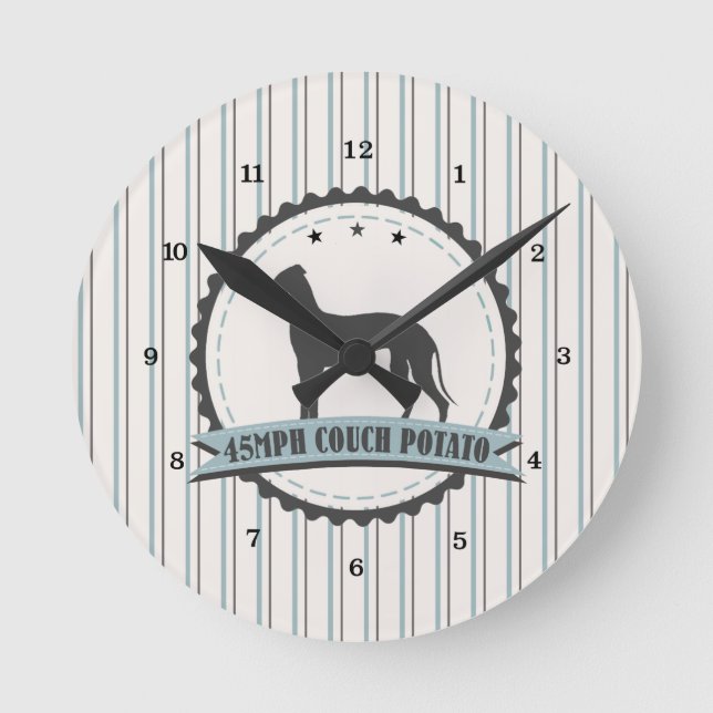 Greyhound Retired Racer 45mph Lazy Dog Round Clock (Front)