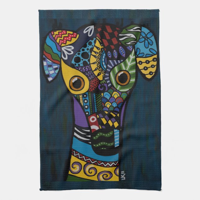 Greyhound - Retired Racing Greyhound Rescue Tea Towel (Vertical)