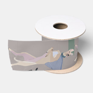 Greyhound Ribbon 3.0" & Matching Gift Wrap (Sep.) Satin Ribbon