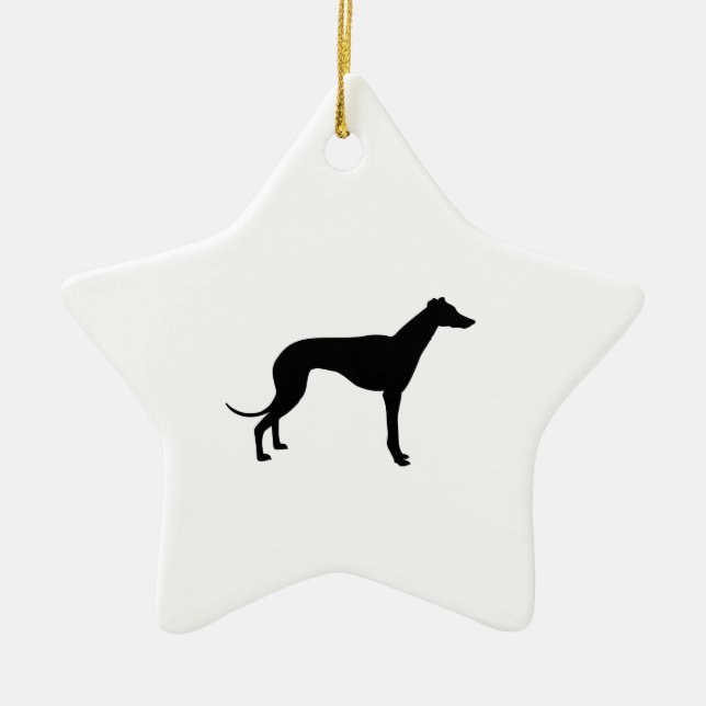Greyhound Silhouette Ceramic Tree Decoration (Front)
