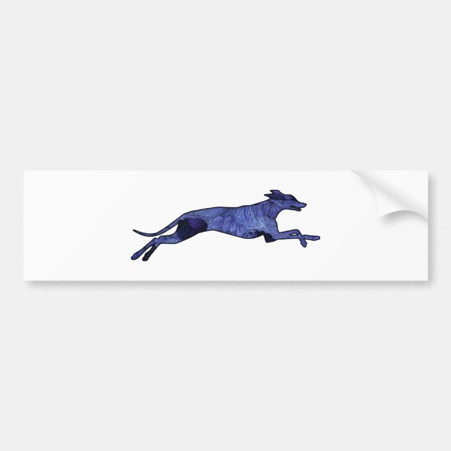 Greyhound Silhouette Fractal Bumper Sticker (Front)