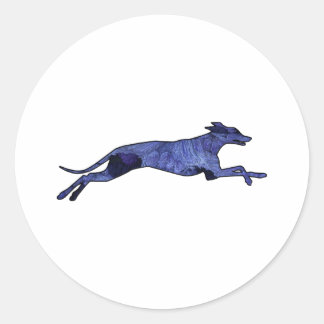 Greyhound Silhouette Fractal Classic Round Sticker