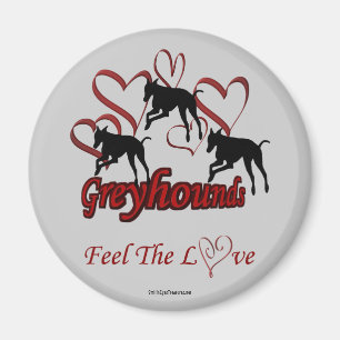 Greyhound Silhouette Hearts Love Dog Magnet