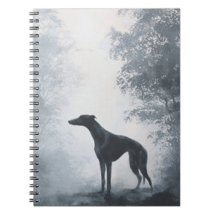 Greyhound Silhouette in the Fog Notebook