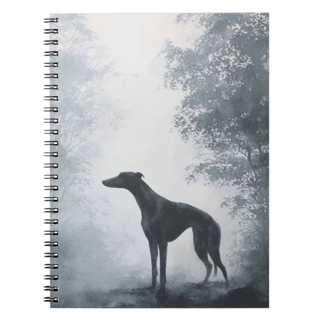 Greyhound Silhouette in the Fog Notebook (Front)