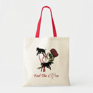 Greyhound Silhouette Roses Love Heart Dog Tote Bag
